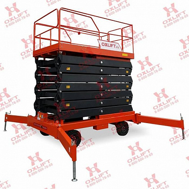 Купить ножничный подъемник с электроподъемом и аккумулятором oxlift 300 кг 13 м qx-030-130 dc/ac
